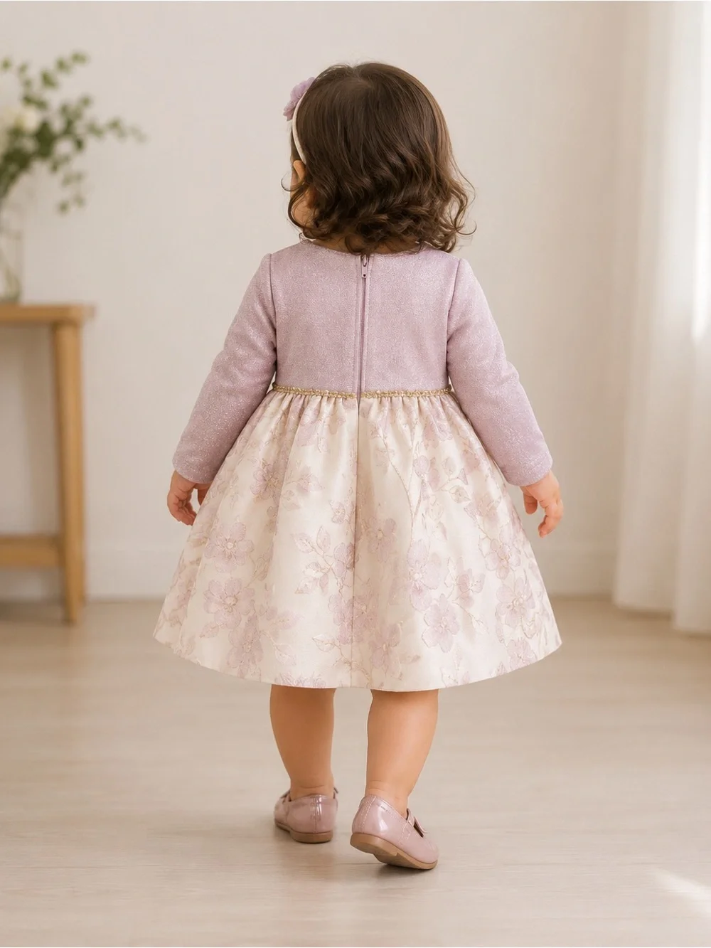 Rare Editions Mauve Floral Jacquard Holiday Party Dress 24M NWT Wedding